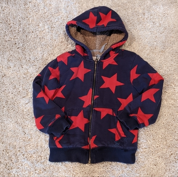 Mini Boden Other - Mini Boden Faux Fur Lined Star Hooded Sweatshirt